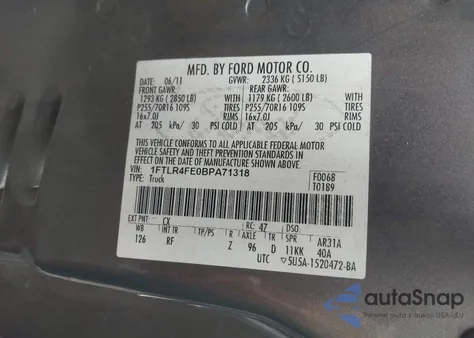 2011 Ford Ranger Sport z USA, uszkodzony, nr VIN 1FTLR4FE0BPA71318